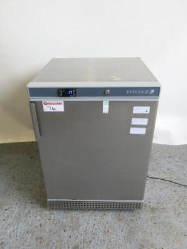 Tefcold Single Door Undercounter Refrigerator, Model UR200SB, S/N 0225. Size H85 x W60 x D60cm.