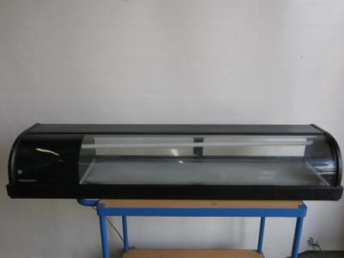 Hoshizaki Sushi Counter Show Case, Model HNC-150BE-L-B, S/N B00891N. Size H27 x W150 x D34cm. Note: missing sliding doors.