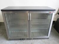 Gamko 2 Glass Door Illuminated Back Bar Chiller, Model MG2/275GCS, S/N 201620 527436. Size H90 x W120 x D50cm.