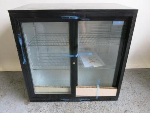 New Polar G Series Illuminated Double Sliding Door Back Bar Chiller, Model GL003-07, S/N CK210803979. Size H90 x W90 x D51cm.