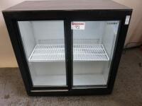 Husky Double Sliding Door Back Bar Cooler, Model C2S-865. Size H86 x W86 x D52cm.