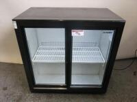 Husky Double Sliding Door Back Bar Cooler, Model C2S-865. Size H86 x W86 x D52cm.