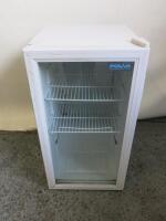 Polar Under Counter Glass Display Fridge in White, Model CF750, S/N 160880066. Size H80 x W45 x D48cm.