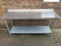 Stainless Steel Prep Table with Shelf Under, Size H90 x W180 x D60cm.