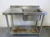 Vogue Stainless Steel Single Bowl Sink with Shelf Under, Size H90 x W100 x D60cm.