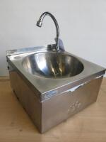 Basix by Mechline Stainless Steel Knee Operated Wall Hung Single Bowl Sink.