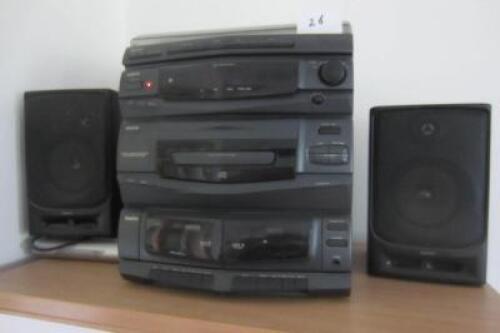 Sanyo Hi-Fi System Consisting of Record Deck, Tuner, CD Player, Twin Cassette Deck & 2 Speakers