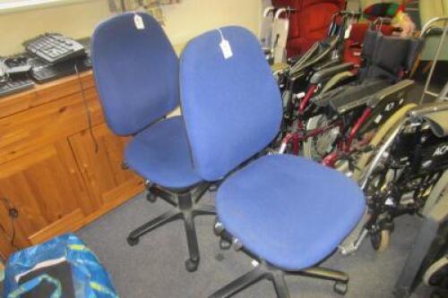 2 x Blue Hopsack Operator Chairs