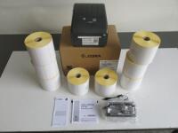 Boxed/New Zebra Label Printer, Model ZD230d. Comes with Power Supply, Guide & 7 x Rolls of Labels.