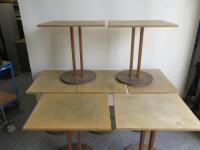 7 x Rectangular Ply Wood Table On Twin Wooden Pedestal & Circular Base, Size H77 x W76 x D60