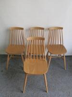 4 x Nisbets Fameg Farmhouse Angled Side Chairs in Natural Beech.