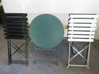 Garden Trading Rive Droite Bistro Set to Include: 4 x Folding Chairs & 1 x Folding Circular Table Size Dia 60cm. (Chairs in Black, Green & White).