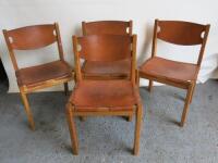 4 x Tan Leather Saddle Chair