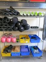 Contents of Yoga Studio Equipment to Include Approx 170 x Assorted Items:
11 x Mad Pilates Rings
7 x Nike Foam Rollers
12 x Large Floor Mats
9 x Fitness Mad Yoga Mats
7 x Ekotex Yoga Cushions
7 x 8kg Kettlebells
4 x Rubber Yoga Balls
9 x Pro-Tone Resistan