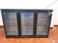 Gamco 3 Door Glass Display Drinks Chiller, Model MG1/35RG, DOM 2014. Size H91cm x W135cm x D52cm.