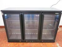 Gamco 3 Door Glass Display Drinks Chiller, Model MG1/35RG, DOM 2014. Size H91cm x W135cm x D52cm.