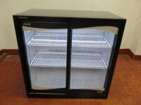 Klimasan Sliding 2 Door Illuminated Back Bar Chiller, Model S 220 BB Midi Cooler. Size H88cm x W89cm x D50cm.