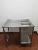 Stainless Steel Prep Table with Part Shelf Under & 2 x Gastronorm GN Containers. Size H88 x W94 x D70cm.