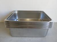 6 x Vogue Stainless Steel Gastronorm Tray, 2/1. Appear New Unused.