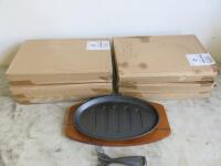 7 x Boxed/New Utopia Sizzle Plate with Wood Stand.