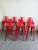 7 x Red Metal High Stools. Size H 94cm.