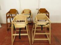 5 x Wooden Children's High Chairs.