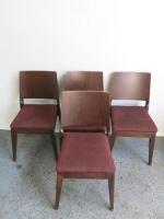 13 x Dark Wood Dining Chair with Burgundy Upholstered Seat. Size H83cm