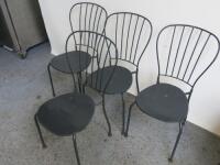 4 x Black Metal Stacking Chairs Outdoor Chairs.