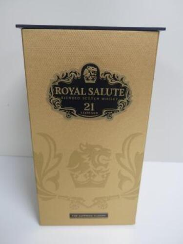 Royal Salute The Sapphire Flagon Blended Scotch Whisky, 21 Years Old, 70cl. Comes in Gift Box.