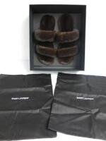 Saint Laurent Bleach Slide Visone Femmina Nordicfur Slippers, Size 45. Comes with Original Box & Appear Unused.