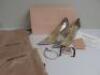 Pair of Mach & Mach Diamond Dreams High Heel Shoes with Anklet in Silver, Size 39.5. Comes with Original Box & Dust Cover.