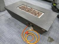 Nova Outdoor Living Stone Effect Gas Open Flame Heater, Size H35 x W132 x D70cm.NOTE: comes with glass surround which requires 1 x bracket.