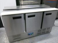 Polar 3 Door Saladette Fridge Counter, Model G607. Size H87 x W137 x D70cm.