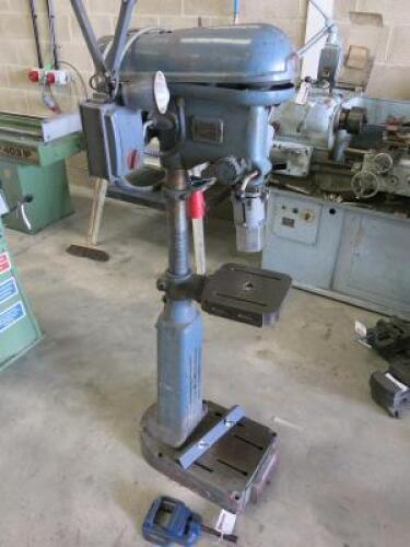 New Progress No1 Pedestal Drill, Model 76 6/05/343 with Small Machine Vice.