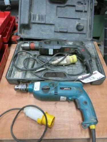 Makita 110v Drill & AEG PHE24RX 110v Drill in Case.