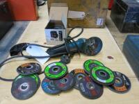 Makita 115mm GA4530R Angle Grinder with Quantity of New Discs.