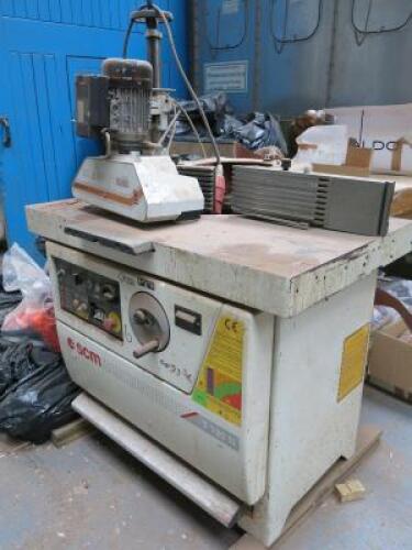 SCM T 130 N Class Spindle Moulder, Year Unknown, with fitted Steff 2074 Power Feed. NOTE: unable to power up for spares or repair A/F.