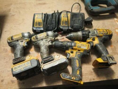 4 x DeWalt Drills to Include: 2 x DCD985 & 2 x DCF885. Comes with 2 Batteries & 2 Chargers.