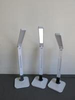 3 x Portable Folding Diamond LED Lights, Model DK19893. Comes with 1 x Power Supply.