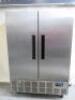 Polar G Series Stainless Steel Double Door Commercial Upright Freezer, Model GD880-03, S/N 20223130. Size H200 x W135 x D70cm.