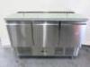 Adexa 3 Door Stainless Steel Prep Counter with Glass & Marble Top, Model PS90SG, S/N226292. Size H97 x W137 x D68cm.