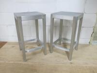 Pair of Emeco Aluminium Designer Stools. H60 x 35 x 35cm.