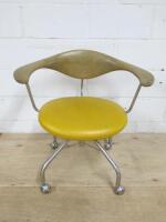 Hans J.Wegner Executive Swivel Chair, Model PP Moblar Danmark with Wood Back & Mustard Yellow Seat.