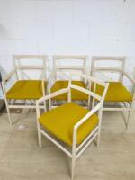 4 x Designer Style Chairs by Designer Gio Ponti, Model 646 Leggera Cassina Chairs with Black Fabric Seat & Mustard Yellow Cover & Light Wood Frame.