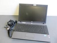 HP 15" Laptop Model 620. Running Windows XP, Intel Core Duo CPU T6670 @ 2.20GHZ, 2GB Ram, 298GB HDD. Comes with PSU.