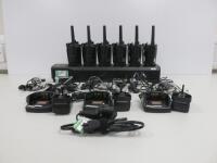 Motorola XT460 6 Pack Two Way Radio Set to Include: 6 x XT460 Radios, 1 x 6 Way Charger, 3 x Rapid Charger & 6 x Earpiece with In Line Mic.