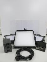 F&V LED Studio Panel Kit to include: 2 x F & V Standard 5600k Flood LED Lights, 1 x F & V K400 SE3 LED Light, 3 x Diffusion Filters, 2 x F & V Soft Boxes Model, KS-1 50x50, 3 x Power Supplies, 3 x VM-15 V-Mount AC Adapter, 1 x Genuine Peli 1620 Wheeled P