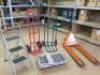Assorted Warehouse Equipment to Include: 2000kg Pallet Truck, 2 x Sack Barrows, Folding Platform Trolley & Step Ladder.