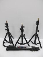 3 x Calumet MF6025 Mini Light Stands with Calumet CK7102 Monopod, Manfrotto Monopod & Manfrotto Carry Bag.