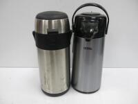 2 x Coffee/Milk Pump Dispensing Metal Jugs.